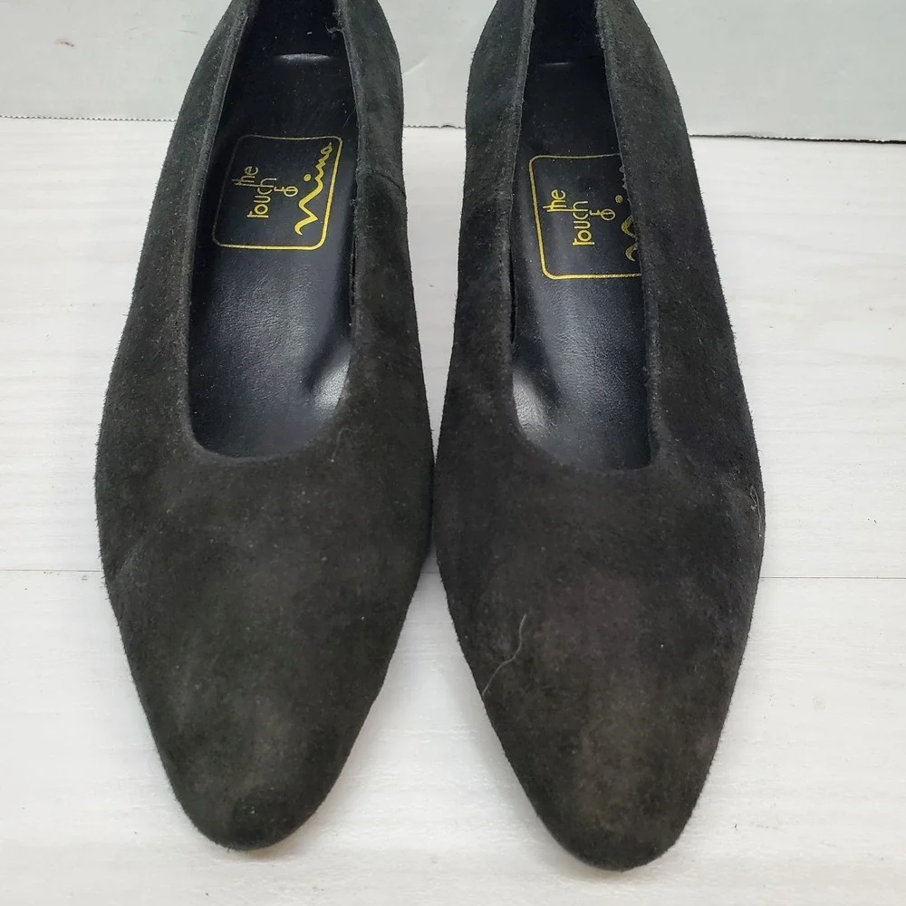 The Touch Of NINA Black Suede Leather Classic Evening Dress Heel‎ Pump Size 6 M